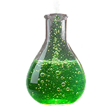 Green bubbling potion in flask
